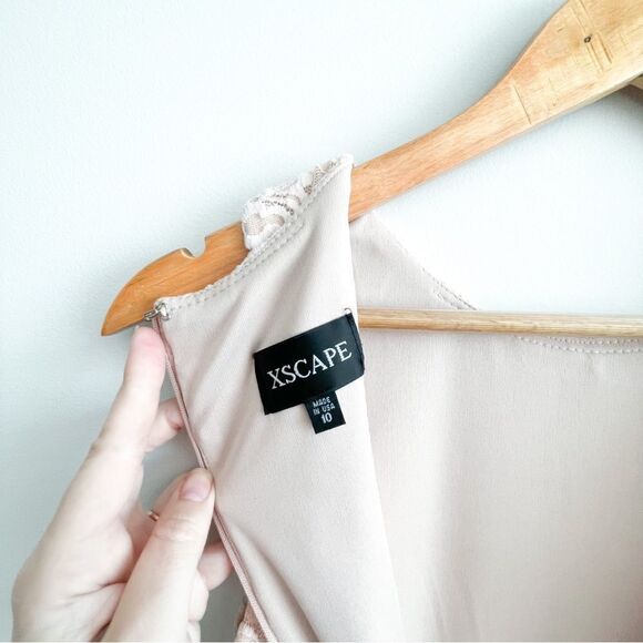 Xscape Blush Pink Lace Dress Pleated Fit and Flare Semi-Formal Party Women 's 10 - Picture 8 of 14